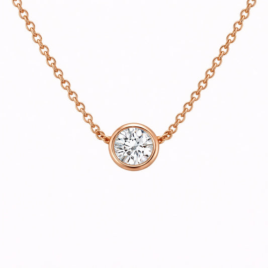 Floating Bezel Round shape pendant - Lab Diamond