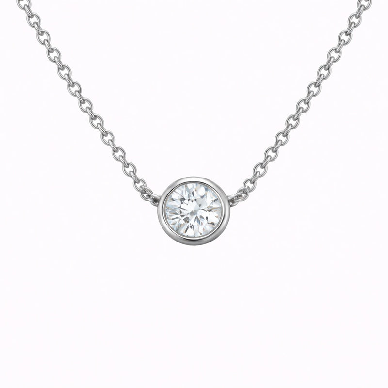 Floating Bezel Round shape pendant - Lab Diamond