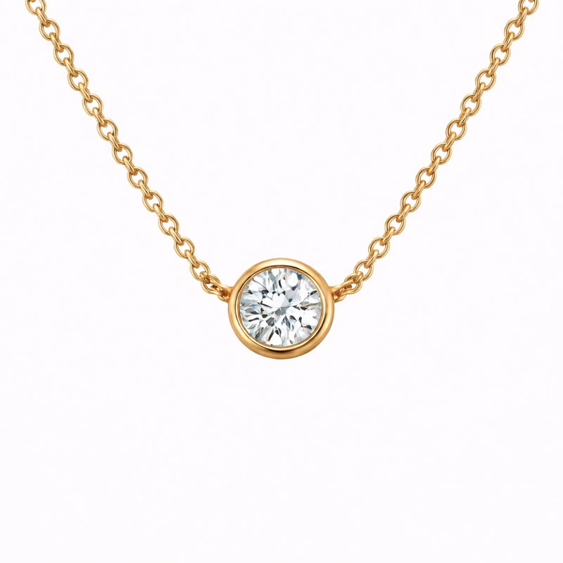 Floating Bezel Round shape pendant - Lab Diamond