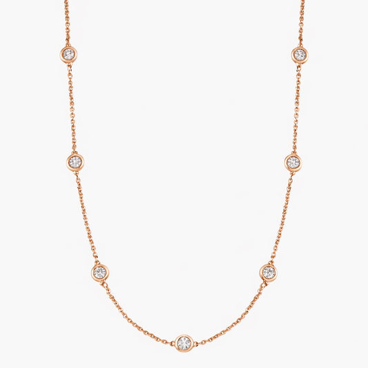 7 diamond Bezel Round shape Necklaces - Lab Diamond