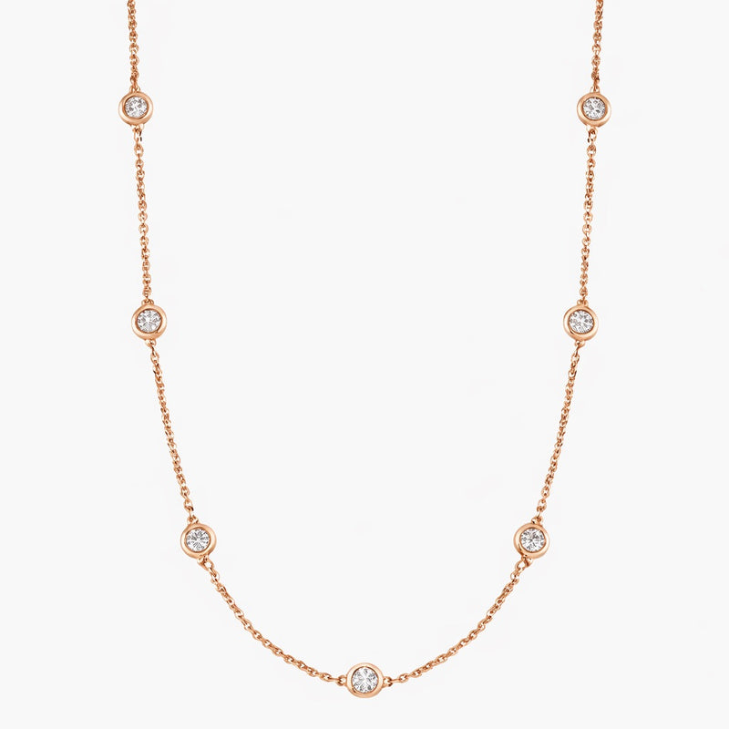 7 diamond Bezel Round shape Necklaces - Lab Diamond