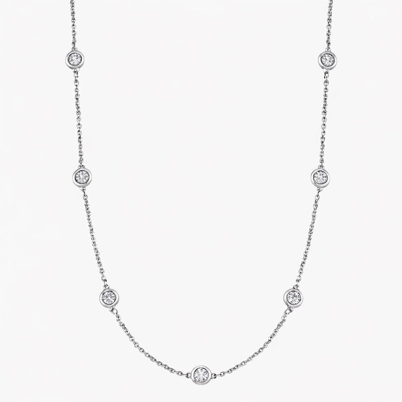 7 diamond Bezel Round shape Necklaces - Lab Diamond