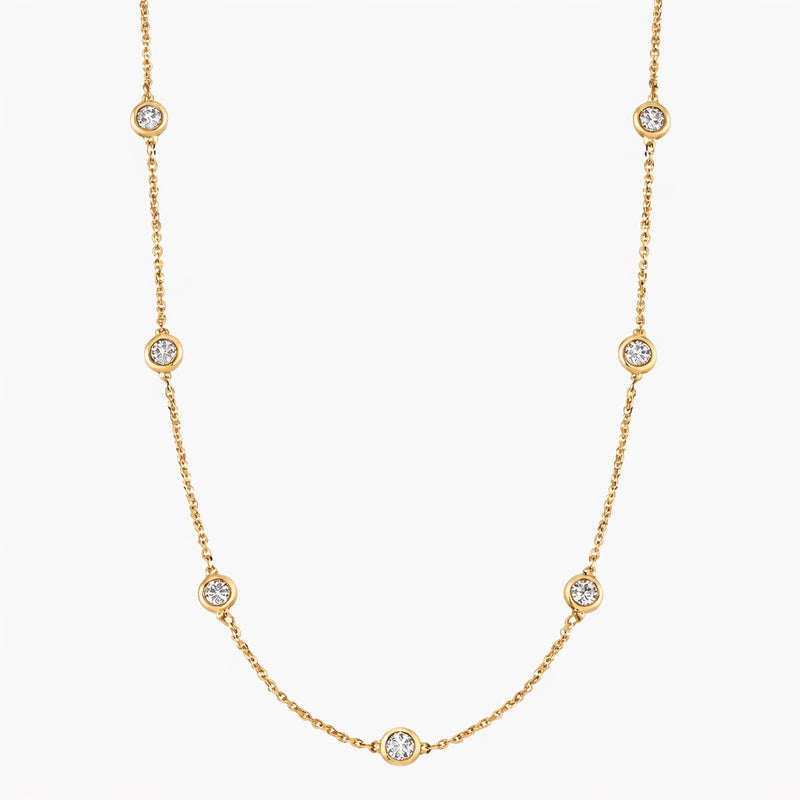 7 diamond Bezel Round shape Necklaces - Lab Diamond